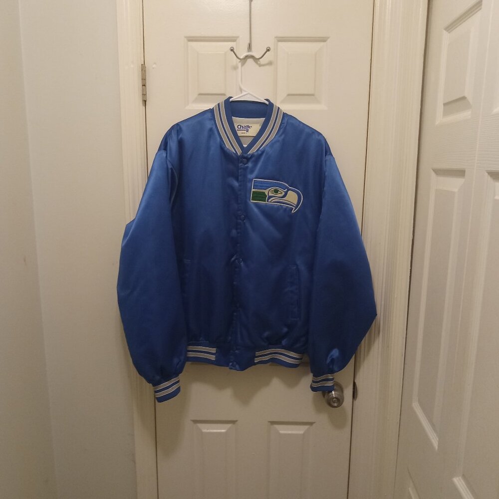 Vintage Seattle Seahawks Spell out Chalk Line Bomber Jacket XL